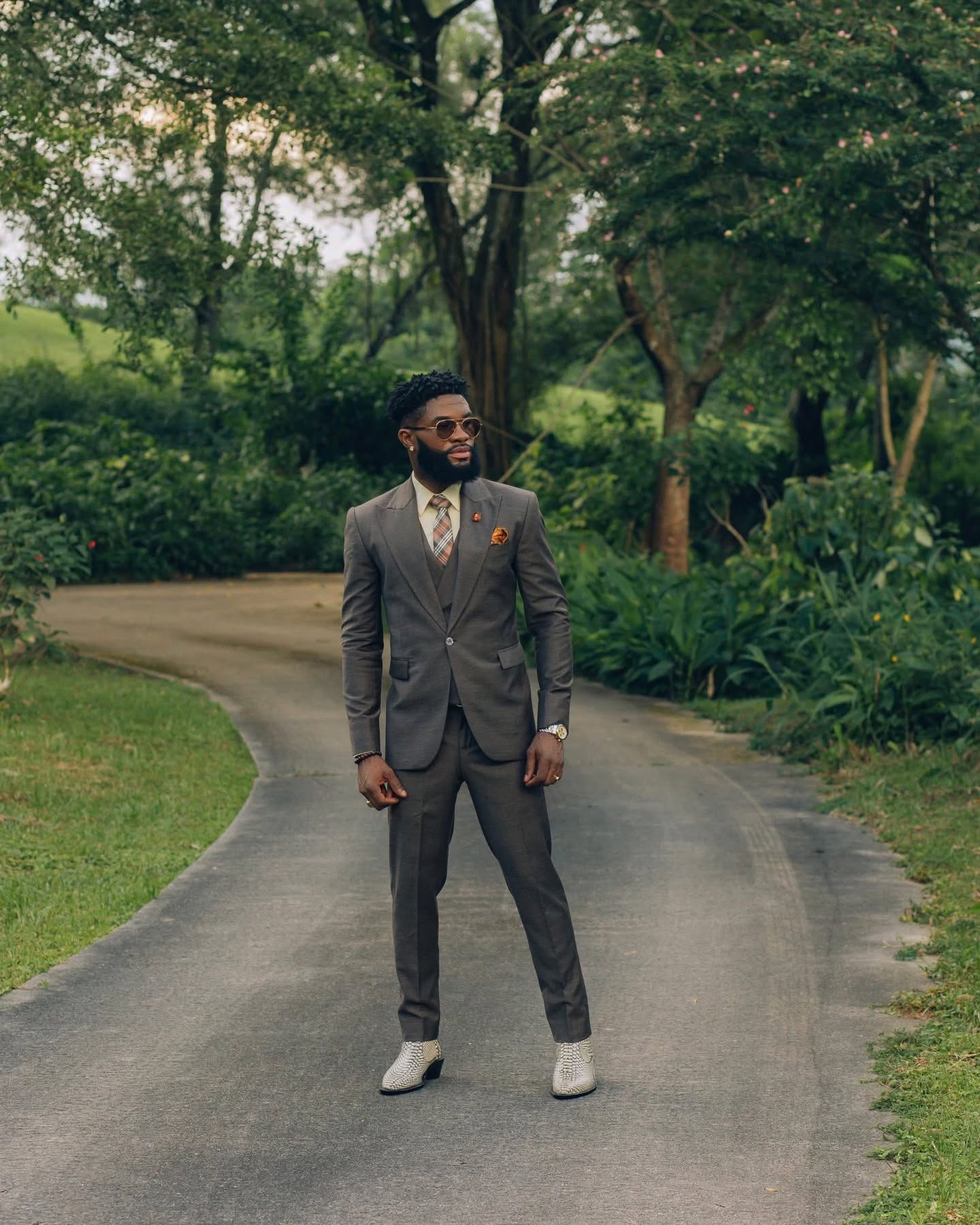 Adede Slate Three-Piece Suit